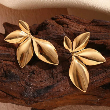 2024 Punk Party Vintage Geometric Leaves Stud Earrings for Women Simple Petal Earrings 2024 Trendy Ear Jewelry Accessories Gifts