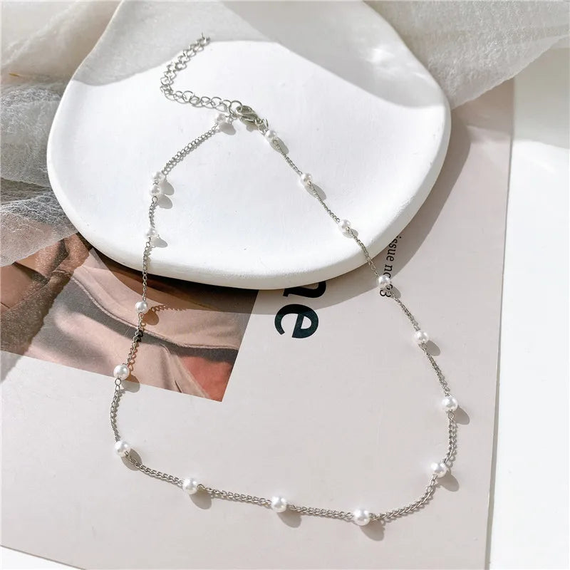 YOBEST Fashion Pearl Choker Necklace for Women, Gold Color Goth Chocker Jewelry on the Neck Pendant Collar for Girl New 2024