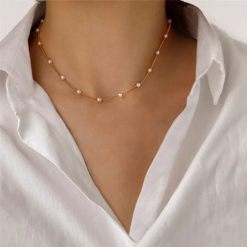 YOBEST Fashion Pearl Choker Necklace for Women, Gold Color Goth Chocker Jewelry on the Neck Pendant Collar for Girl New 2024
